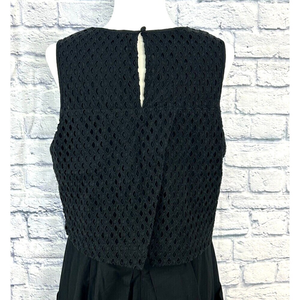 Eliza J Womens Sz 16 Black Eyelet Popover Poplin Dress Sleeveless Knee Length R4 - Picture 6 of 12